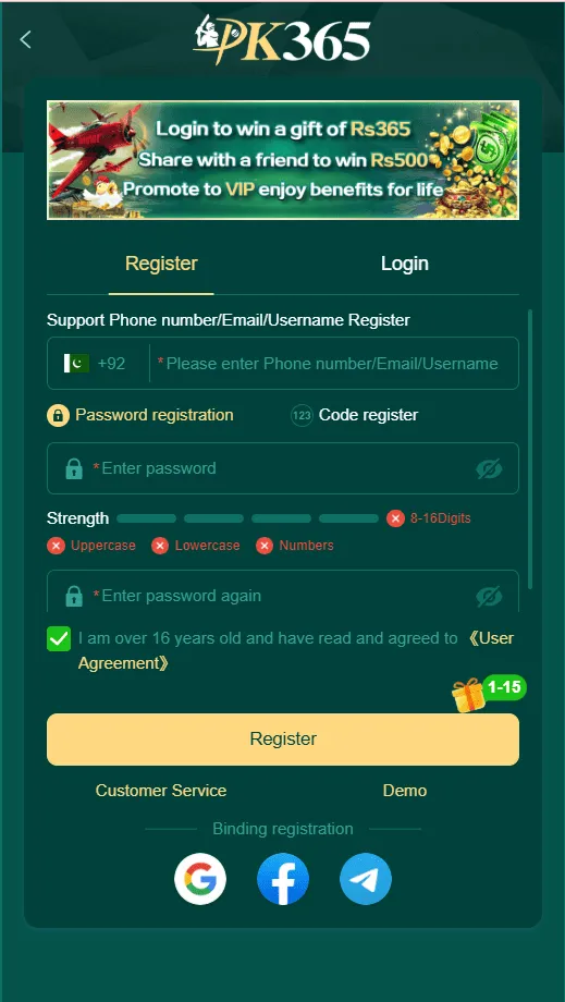 pk365 register